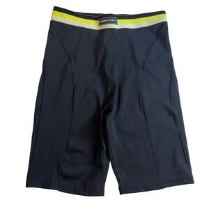 Savage x Fenty Black‎ Biker Shorts Neon Yellow Trim Logo Women's Size Medium
